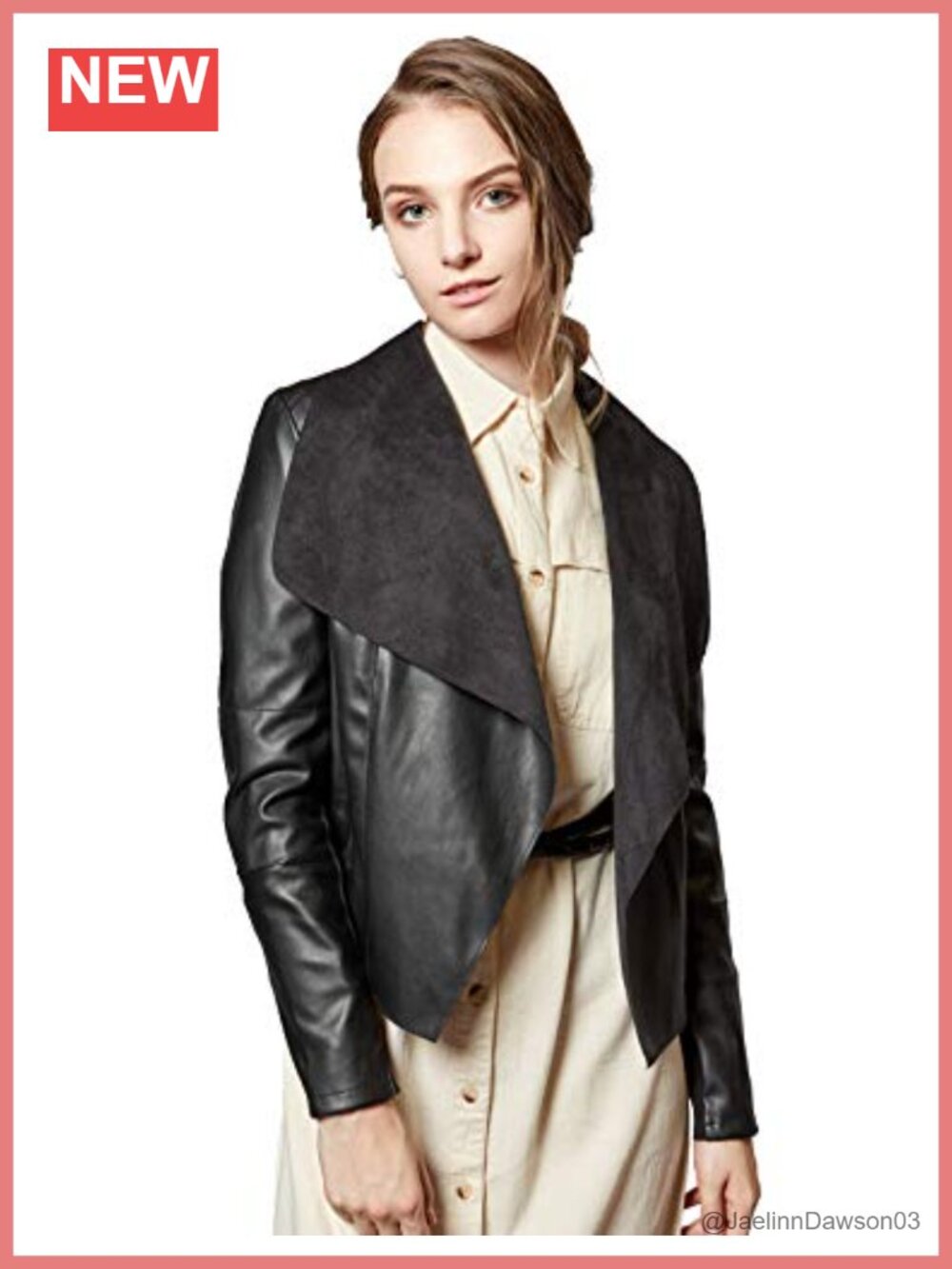 Faux Leather Jacket Slim Open Front Lapel Blazer